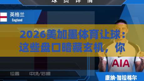 2026美加墨体育让球：这些盘口暗藏玄机，你发现了吗？