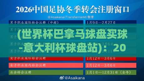 (世界杯巴拿马球盘买球-意大利杯球盘站)：2026年球迷必看的盘口对比与实战技巧